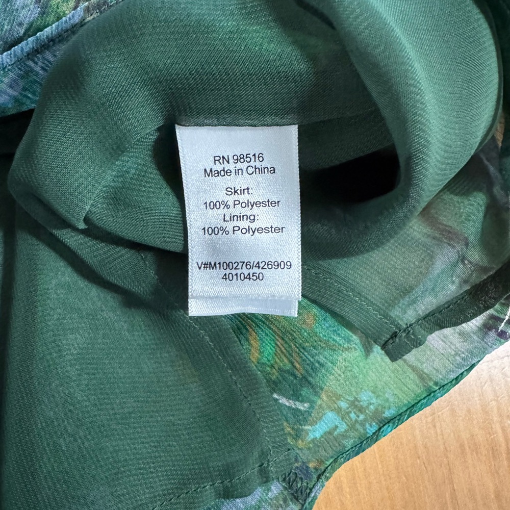 Coldwater Creek Green & Teal Floral Pintuck Button Blouse - Picture 7 of 8